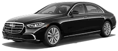 A black Mercedes Benz S-Class.